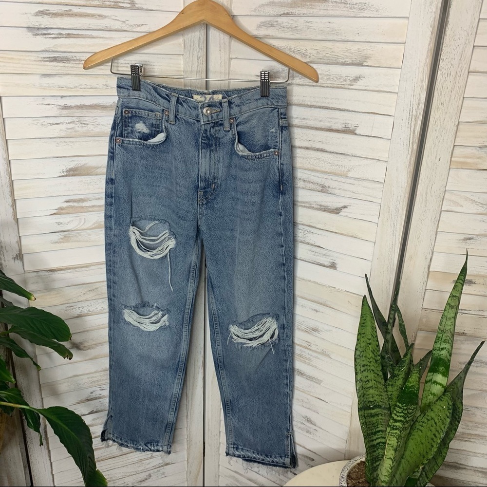 WE THE FREE | FREE PEOPLE Women's 24 Lita High Rise Distressed Crop Denim - Picture 7 of 13